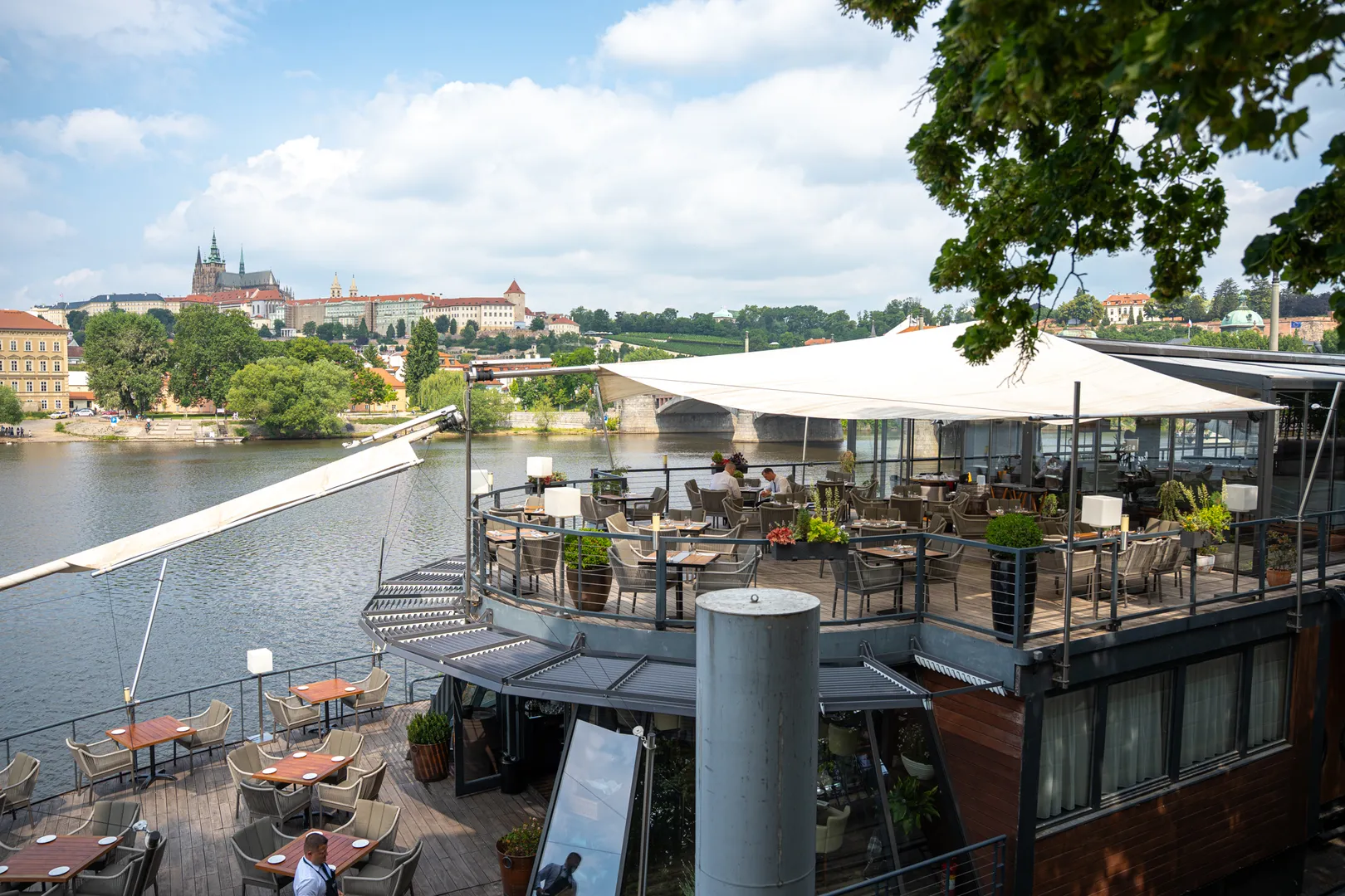 Upper terrace with a view of Prague