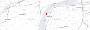 Mapa s polohou restaurace Marina Ristorante na vltavském nábřeží v Praze.